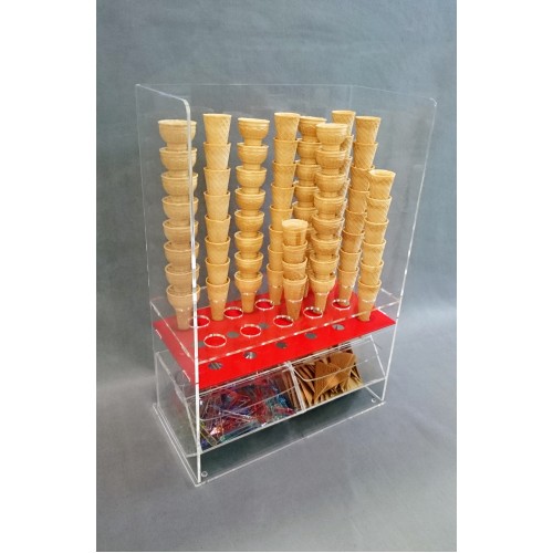 Espositore portaconi gelato 18 fori e 2 portacassetti